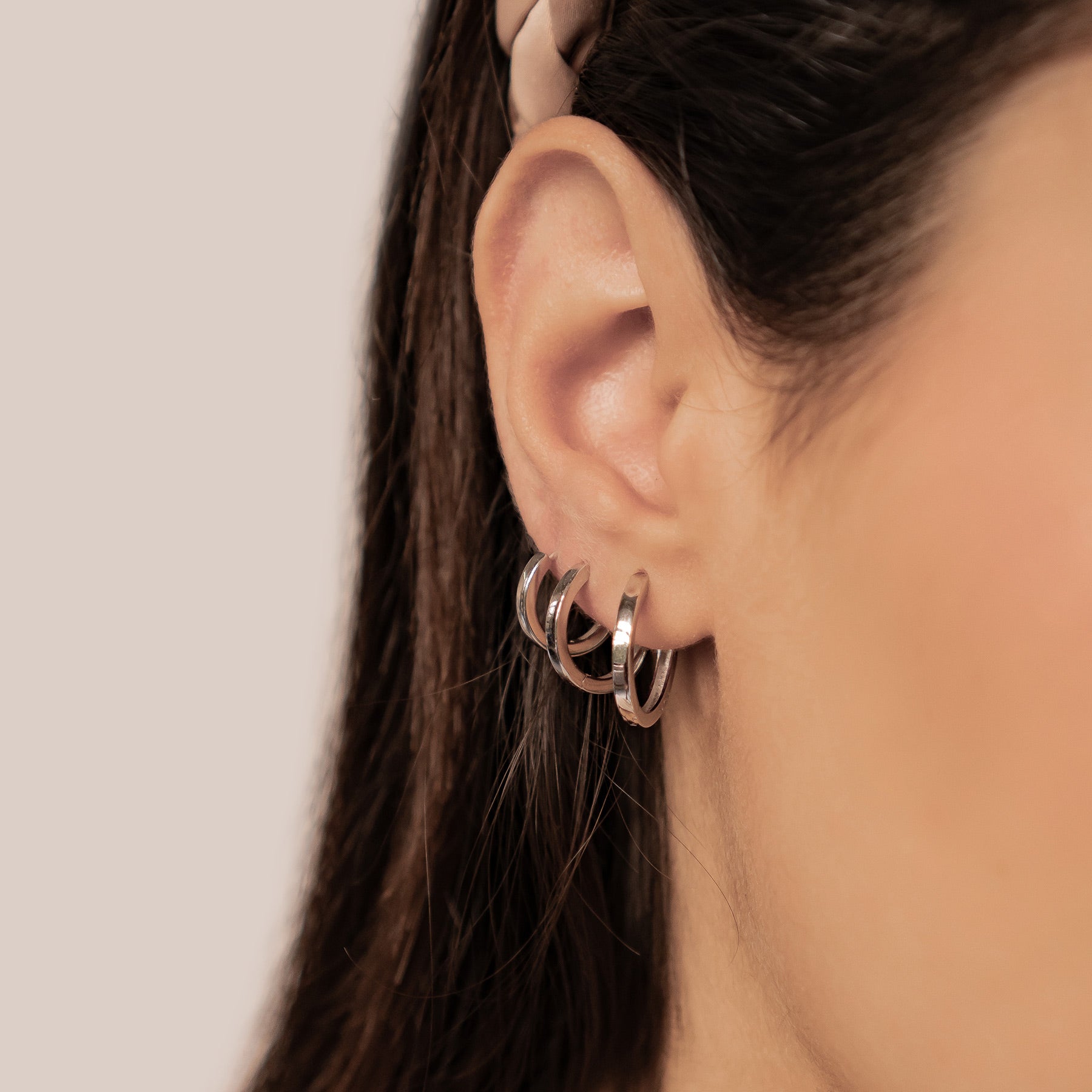 Classic Trio Band Hoop Earring Set Sterling Silver